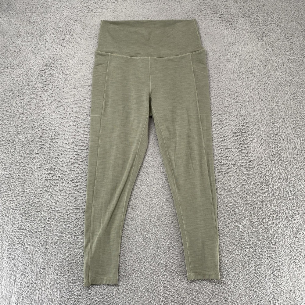 Prana Becksa Leggings Womens Large 7/8 High Rise Ankle Pockets Yoga Gym Ribbed